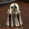 Niche Trendy Desk Accessory Halloween Ghost Brass Figurine, Funny Middle Finger Ornament for Creative Gift Friends Table Shelf Mantel Display