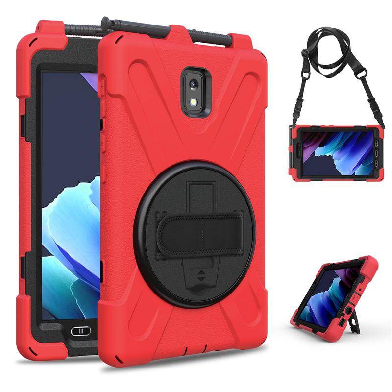 Tablet Case For Samsung Galaxy Tab Active5 SM-X306B Soft Silicone iPad Case For Samsung Tab Active3 5 Crossbody Lanyard Invisible Bracket Tablet Cover
