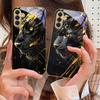 The Calm Black Panther For Samsung Galaxy S20 FE S21 S22 S23 Plus S24 Ultra 25Ultra S21+ S9+ S22Plus Golden Glass Phone Case