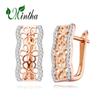 MINTHA Clip-Ohrringe, trendige Hochzeit, täglicher Modeschmuck, Zirkonia-Ohrringe für Frauen, roségoldfarbene Blumen-Ohrringe