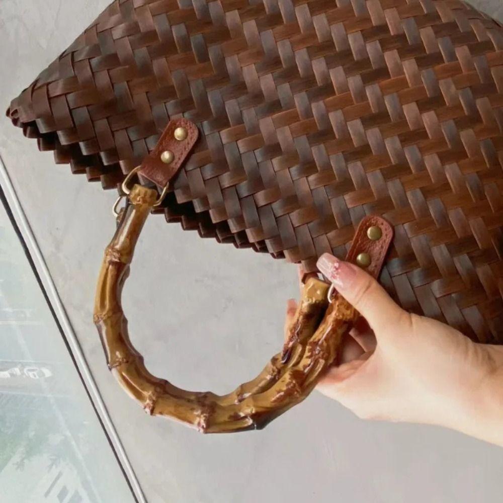 DIY Zakrivená bambusová rukoväť na kabelku Plastová retro rukoväť na tašku Ručná páka Spojovacia pracka Časti a príslušenstvo tašiek