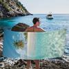 Palm Tree Oversized Beach Towel, Microfiber Quick Dry Extra Large Swim Towel, Tropical Ocean Surf for Men Women