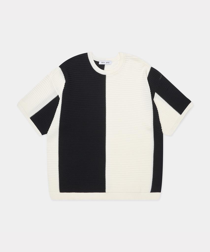 ZENSAI Combination Block Knit Black