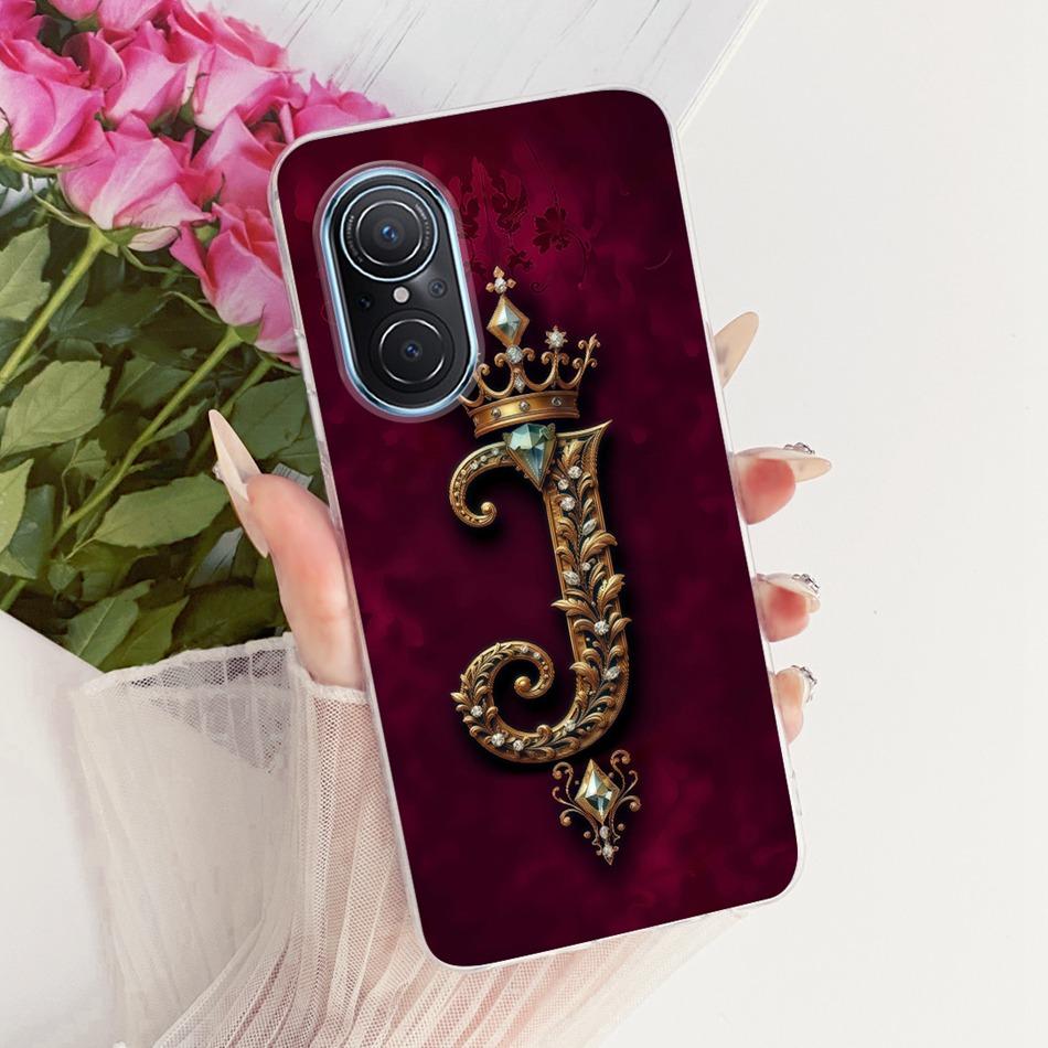For Huawei Nova 9 SE Nova9 Royal Crown Initial Letter Couple Phone Case For Huawei Nova 9 9SE Soft Silicone TPU Covers Bumpers