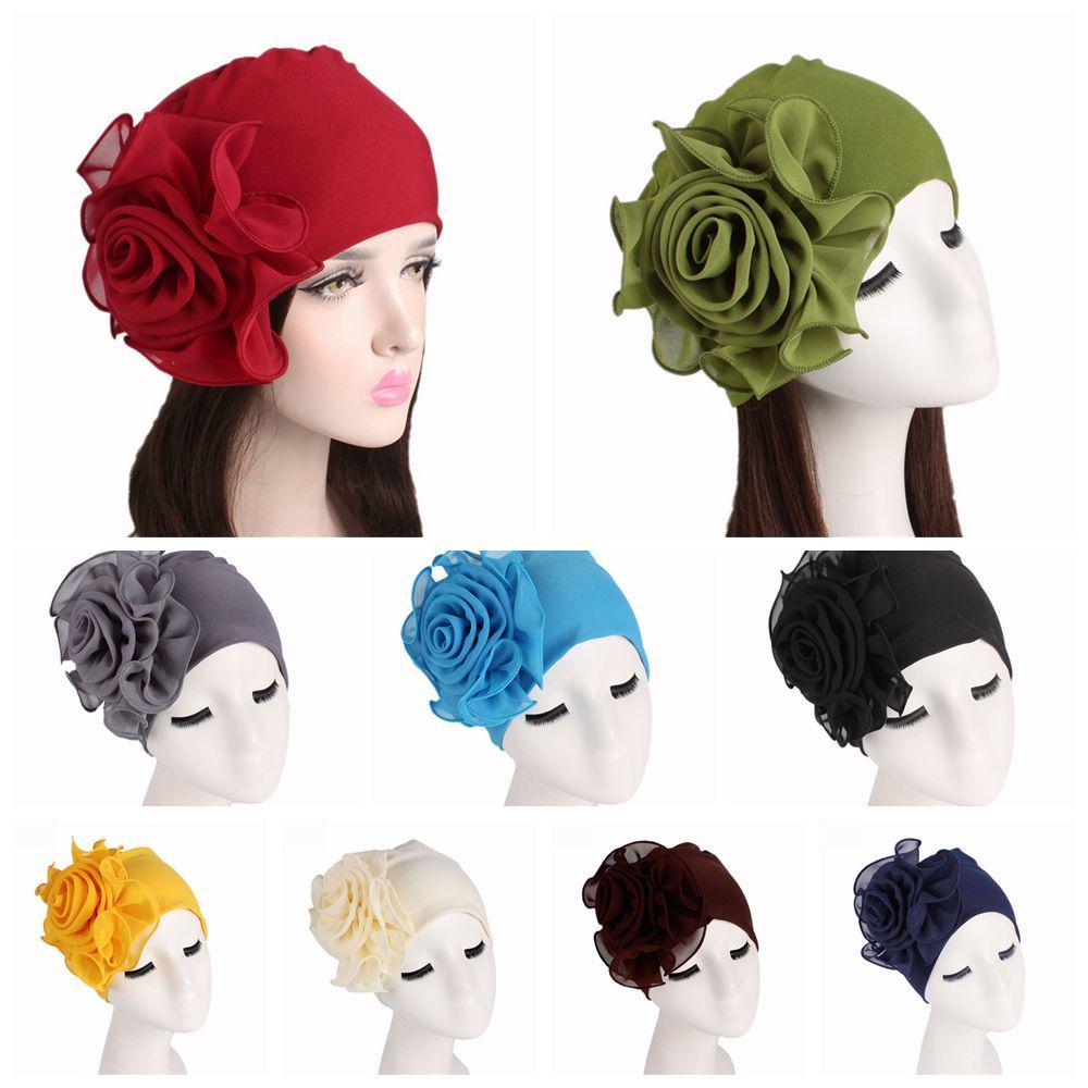 King Stretchy Headscarf Beanie Turban Elastic Chemo Cap Flower Size Hat Hair Loss Wrap Muslim Hijab