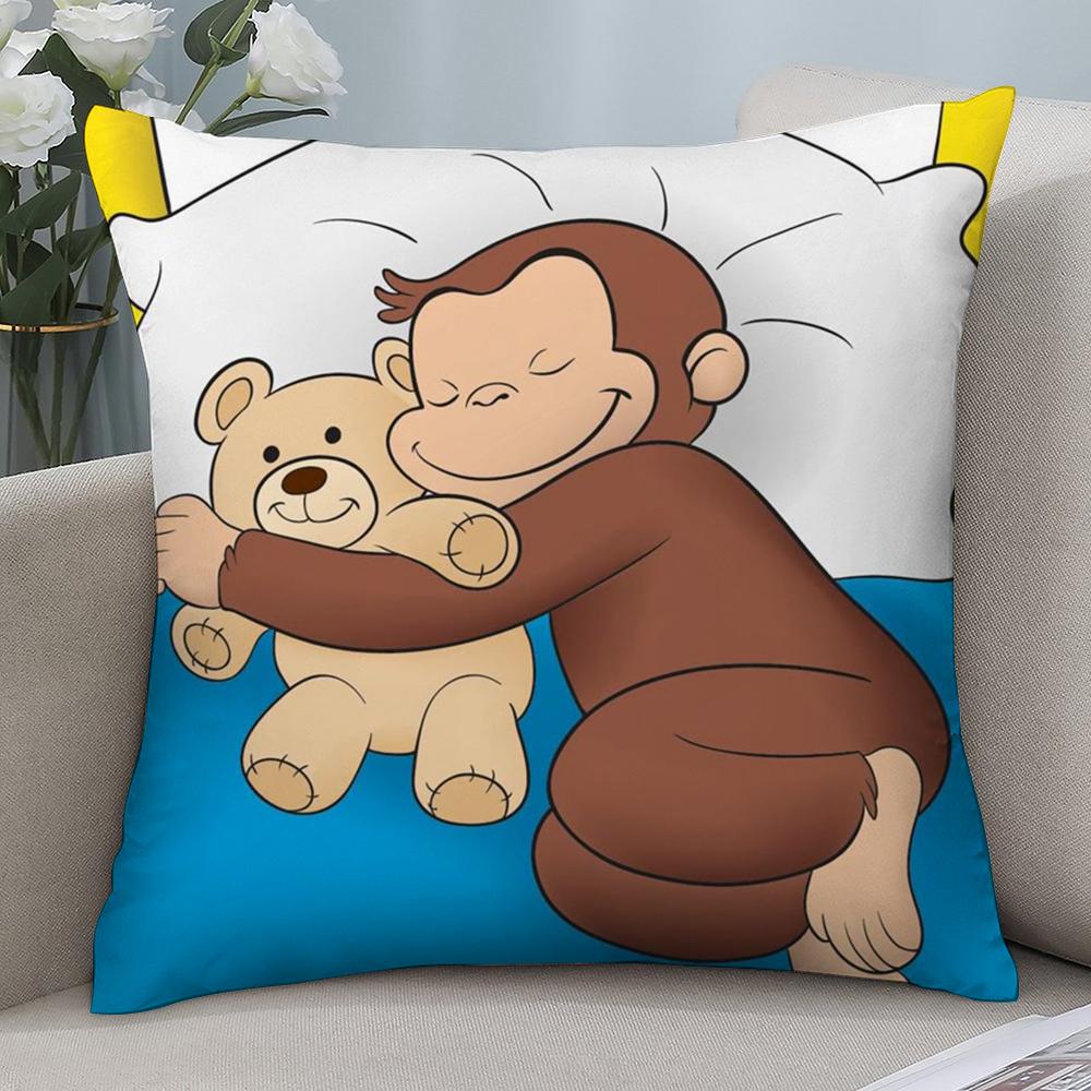 George The Curious Monkey Pillow Case Short Plush Sofa Decorative Gift Home Double-Sided Printing Cushion