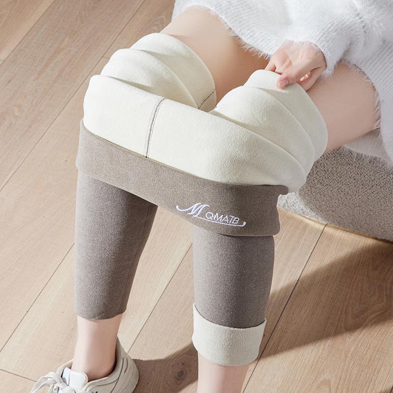 Women's High Waist Slim Embroidered Velvet Leggings: Warm, Double-Sided, Perfect for Autumn/Winter.
