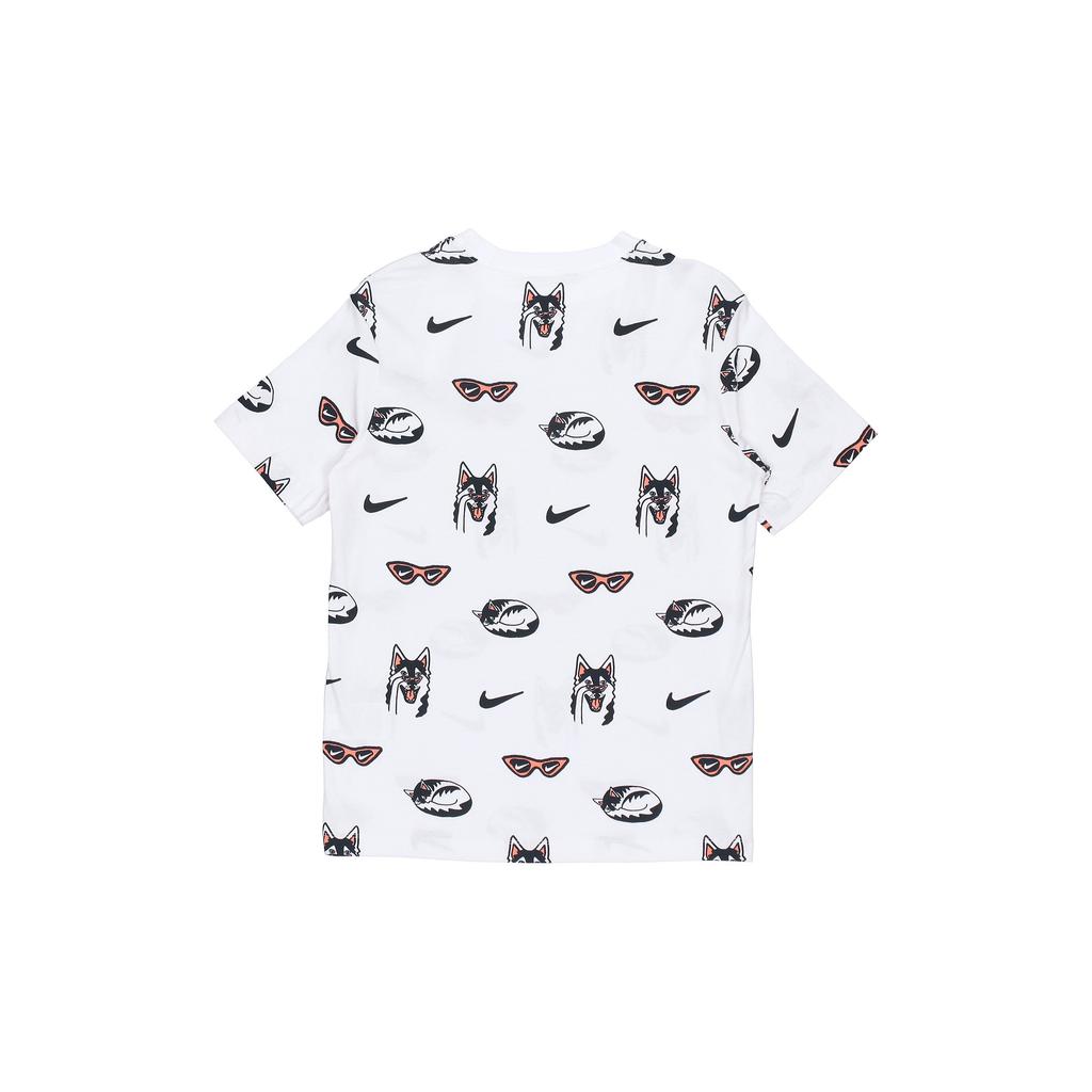 Nike Nsw Bf Dog Aop Casual Sports All-Over Print Breathable Short Sleeve T-Shirt Women Tops White DJ1833-100