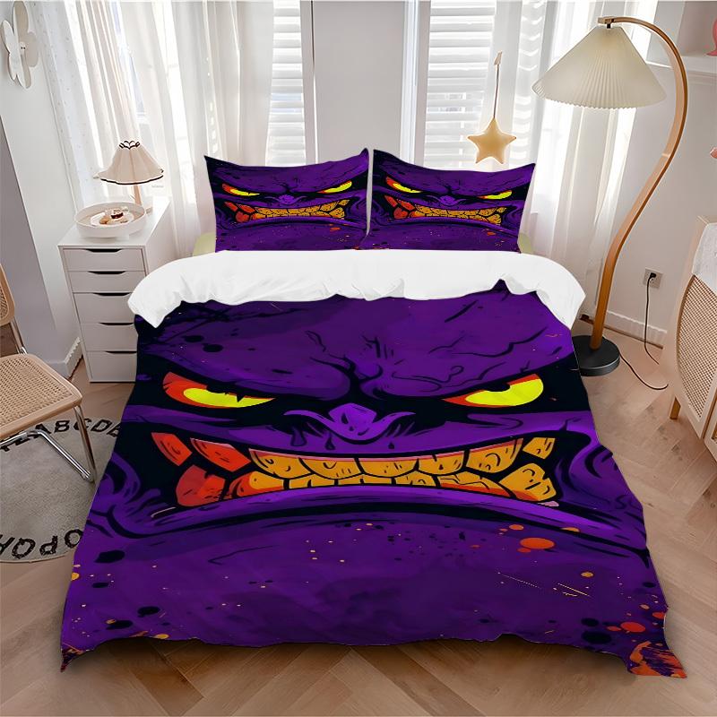 3pcs bedding set Evil Monster Includes 1 Comforter + 2 Pillowcases, Without Pillow Inserts, Soft Comfortable,a0909053