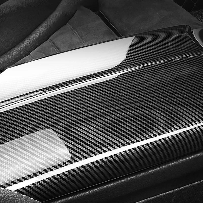 2*Carbon Fiber Car Interior Center Armrest Box Console Box Storage Box Trim Cover For Mercedes-Benz C E GLC Class W213 W205