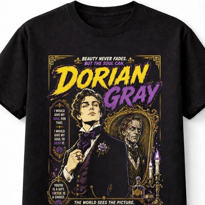 Dorian Gray Gotický Horor Klasická Literatura Grafické Unisex Tričko