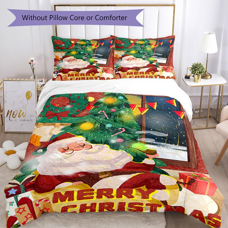 Christmas Bedding Set Breathable Duvet Cover with Pillowcases Decorative Bed Linen for Bedroom Home Decoration Birthday Gift
