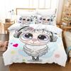 Cartoon Schaap Dekbedovertrek Set Schattig Wit Schaap Bloemen Patroon King Queen Full Size voor Kinderen Jongen Meisje Cadeau Polyester Beddengoed Set