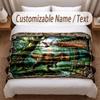 Dinosaur Theme Soft Blanket Personalized Custom Name Text Print Warm Blanket Home Sofa Bedroom Decor
