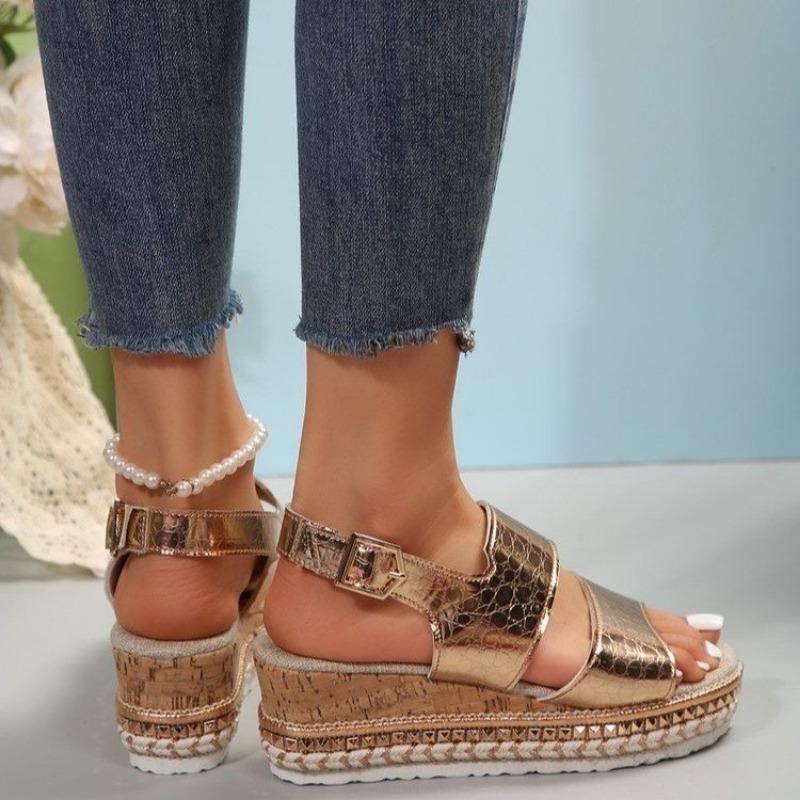 Mode Neue Plateau-Schuhe für Damen 2024 Sommer Neu Peep Toe Keil Damen Sandalen Outdoor Hanf Leicht Lässige Damen Sandalen Zapatos