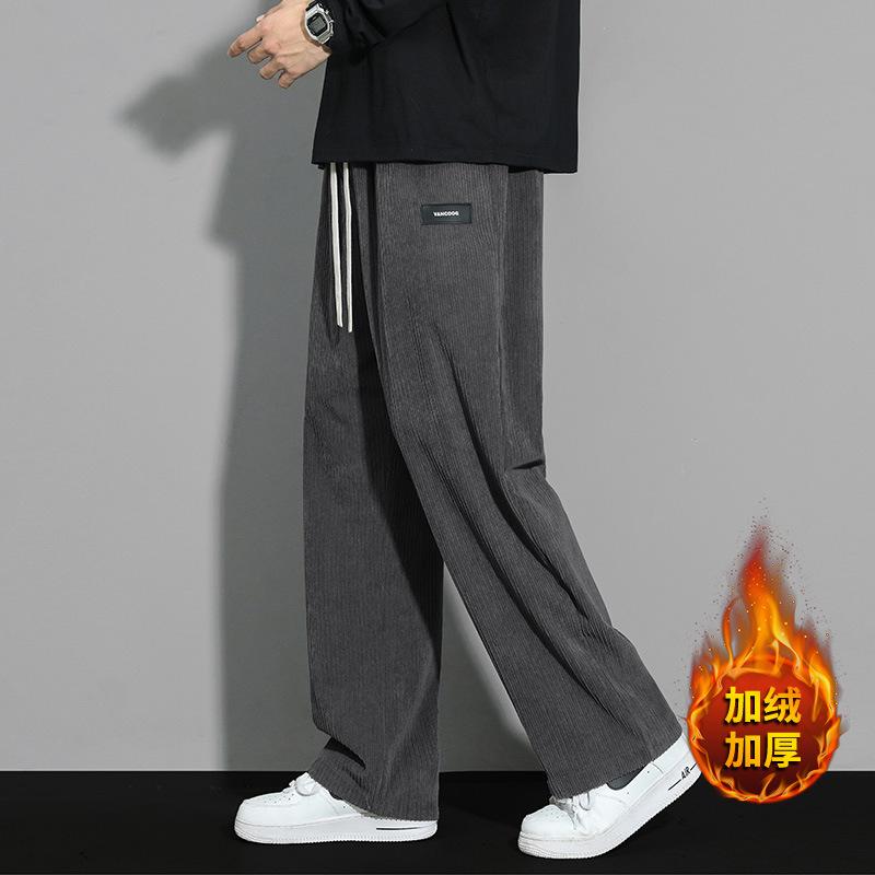 Corduroy Men's Pants Casual Pants Winter New Fleece Thickened Trend Loose Straight Sports Trousers