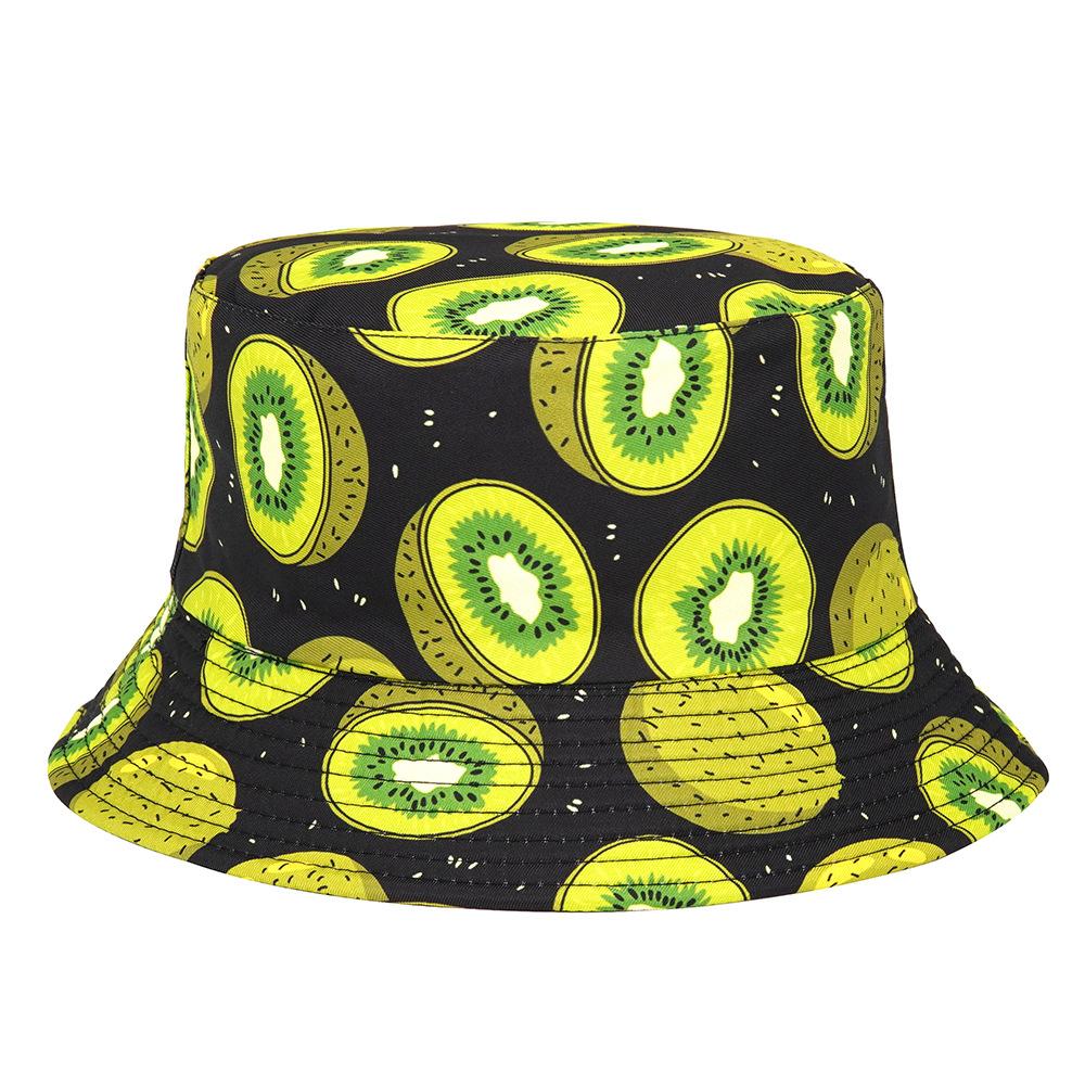 XUANCUI Herstellung Sommer Outdoor Freizeitkappe Allover Print Erdbeerfrucht Fischerhut