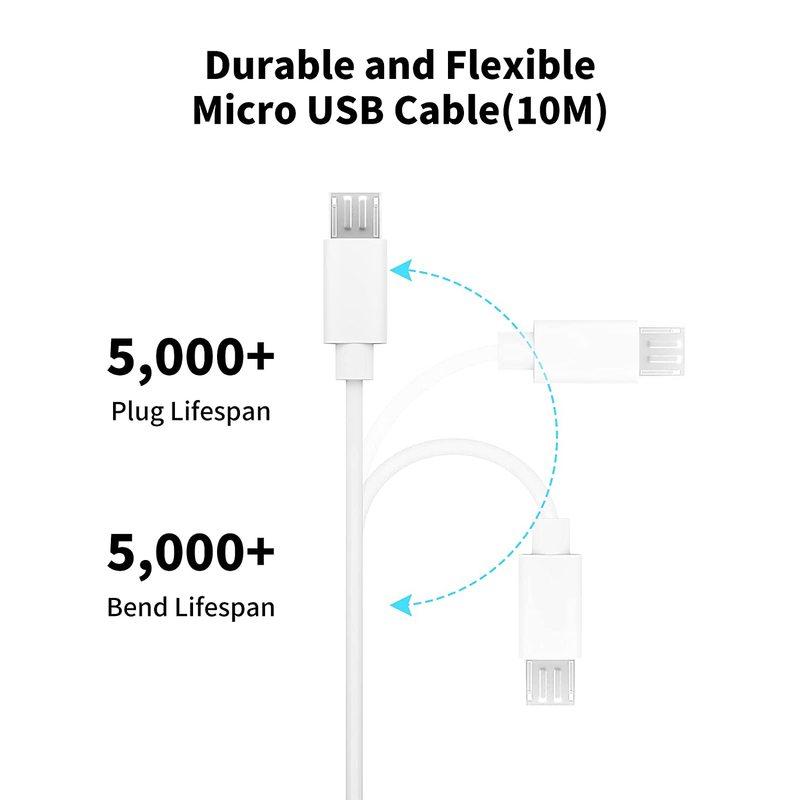 3~13m Micro USB Extension Cable For Xiaomi MI 360 ° Home Safety Camera 2K Pro, MI 360 ° (1080P) Security Camera Charging Cable