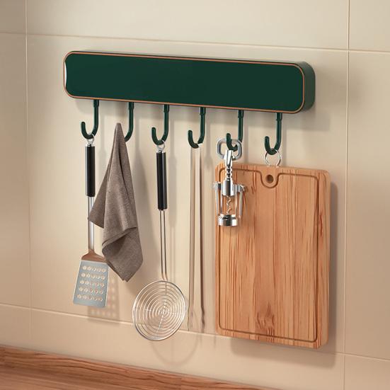 Wandmontage Messenhouder met Haken Zonder Boren Keuken Organizer voor Messen Keukengerei Ruimtebesparend Geventileerd Roestvrij Multi-Functioneel Opbergrek