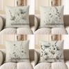 Home Decor Elegant Gray Floral Pattern Throw Pillow Cover Pattern Cushion Cover Suitable For Sofa Bedroom Car Pillow Cover