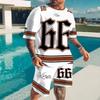 2025 Summer Sports Set 2-piece Men's 3D Color blocked Printed Short sleeved T-shirt Shorts Jogging Set Outdoor Street Men's Ligh