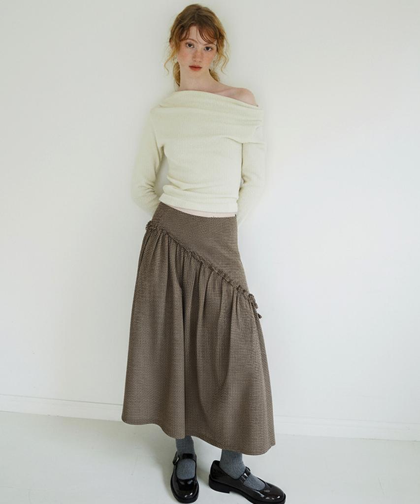 Heary Bliss Check Long Skirt_Brown