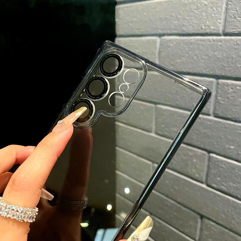 Suitable for Samsung S24ultra Ice Crystal Transparent Mobile Phone Case S24plus Two In One Lens Lens Film Anti Fall Cover
