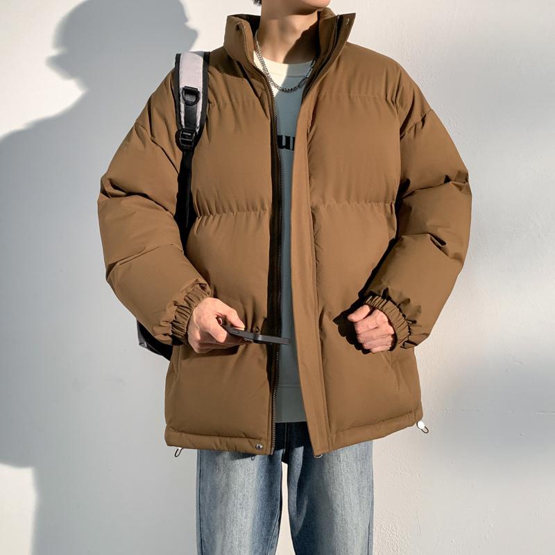 New Stand-up Collar Cotton Coat Men's Solid Color Men's Autumn and Winter Coat Couple Casual Cotton Coat Men's Top Bread Coat