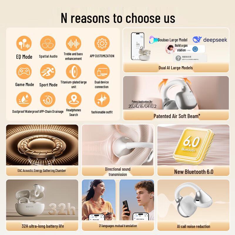 EDIFIER X Clip Wireless Ear Clip Bluetooth Headset