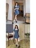 Sommer 2025 Damen Spitzen-Denim-Kurzkleid - Altersreduzierendes Design, Schlankmachende Bauchkontrolle, Schlanker Stil