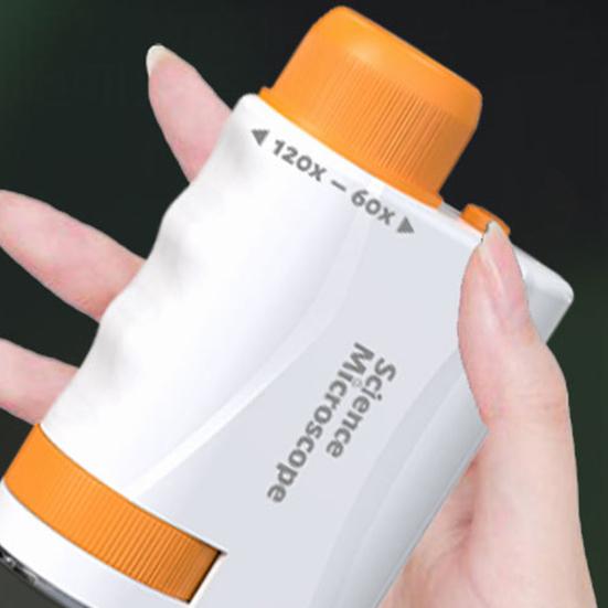 Juguete Microscopio para Niños con Luz LED 60-120X Microscopio Biológico para Niños Pequeños Microscopio Mini Portátil de Mano Juguete Educativo de Experimento Científico