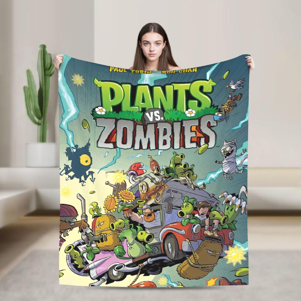 Game P-Plants-vs-Zombie Blanket Quality Warm Soft Throw Blanket Winter Travel Living Room Comfortable Bedspread
