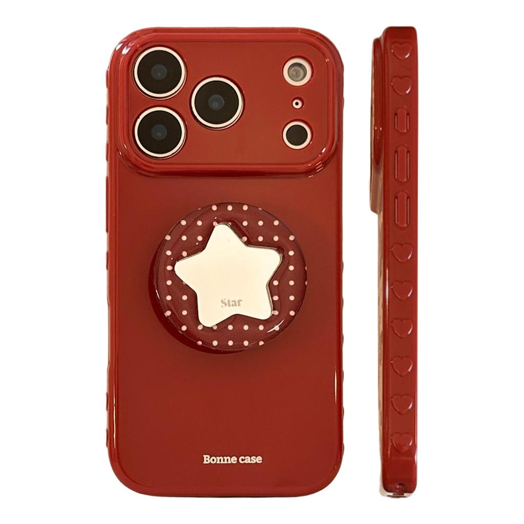 Süßer Stern Pop Socket Rote Glänzende Handyhülle für iPhone, Süße Gepunktete Schutzhülle