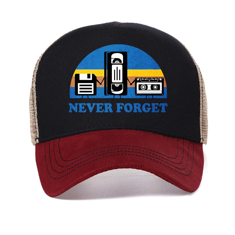 Never Forget Pattern Baseball Cap Men Casual Trendy Breathable Unisex Summer Streets Hip Hop Hat Adjustable Mesh Snapback Hats