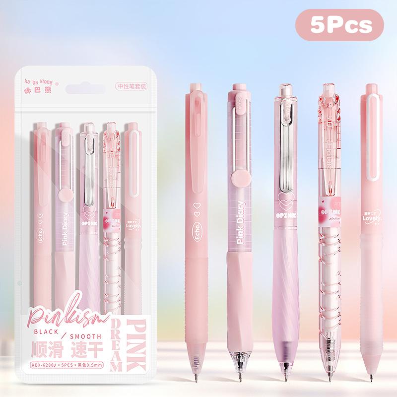 5Pcs Fashion Gel Pen Set Solid Color Cute Quick Drying Neutral Pens Lovely Student Stationery School Office Supplies