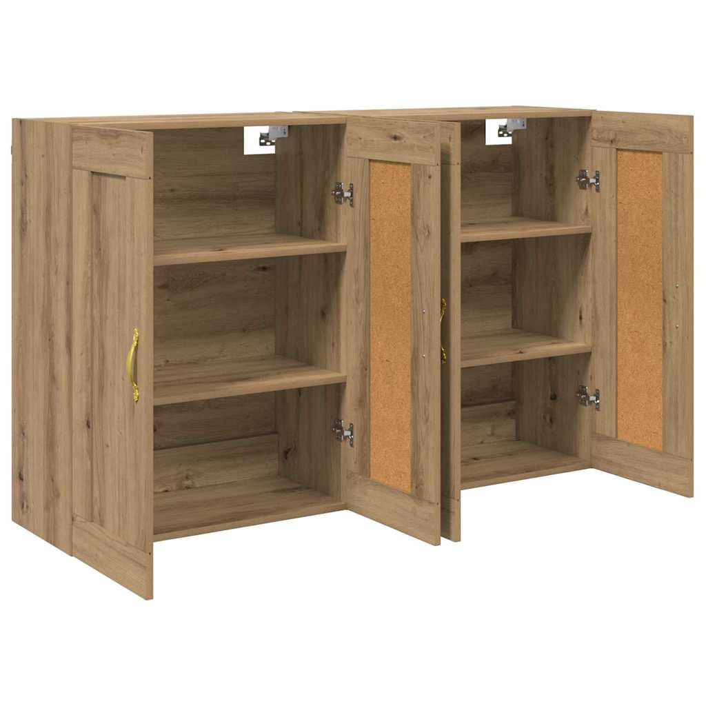 Wall Mounted Cabinet 2 Pcs Artisan Oak Finish 69.5 X 34 X 90 Cm