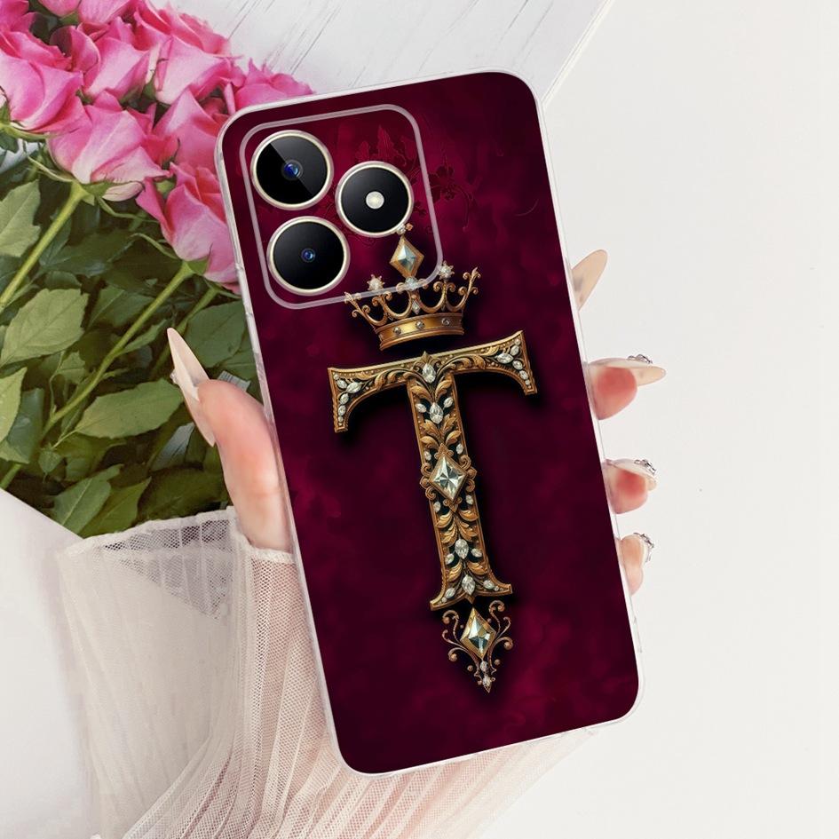 For Realme Note 50 Case Luxury A Z Letters Soft Silicone Couple Phone Cases For Realme C60 C51 C51s C53 Narzo N53 Back Cover New