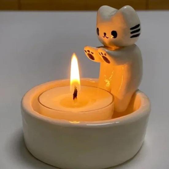 Kat Kaarsenhouder Grappige Kat Poten Warm Houdende Kaarsenhouder Schattige Hars Kitten Theelichthouder Tafelblad Ornament voor Kattenliefhebbers