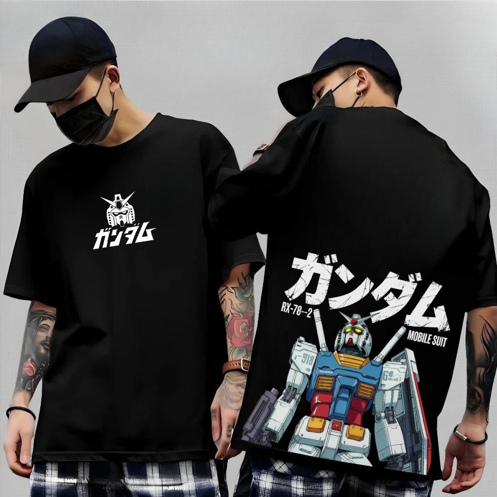 Anime Japonais Mobile Suit Rx782 Gundam T-shirts d'été à manches courtes en coton imprimé Unisexes Unisexes Harajuku Y2k Hauts T-shirts Parent-Enfant