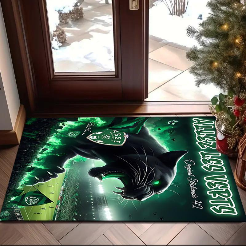 1PC Green Saint-Etienne Football Rug Game Carpet, Floor Mat for Bedroom Living Room Entryway Rug, Home Decor Idea Gift for Christmas Birthday