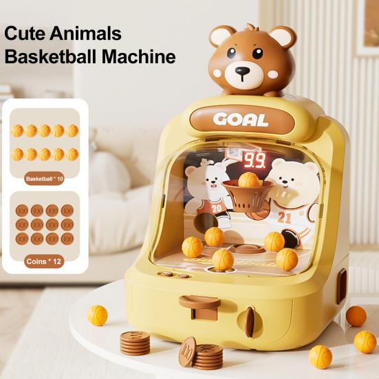 Yousheng Cartoon Animal Basketball Shoot Game with Score Display Mini Basketball Shoot Arcade Machine Tabletop Dinosaur Bear Basketball Hoop Toy