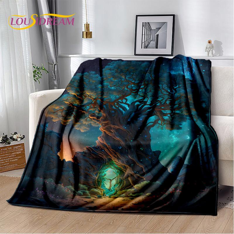 Couverture d'arbre de vie de la mythologie nordique Yggdrasil, couverture douce en flanelle pour la maison, la chambre à coucher, le lit, le canapé, le pique-nique, le bureau, les enfants