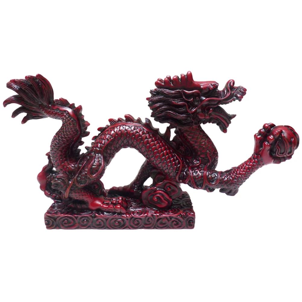 Statue de Dragon Feng Shui 2026 Attirer la Richesse Sculpture de Dragon du Nouvel An Bonne Chance Dragon Auspicieux Ornement de Bureau Figurines
