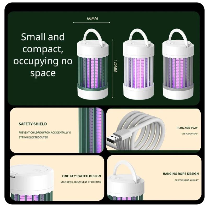 Anti Mosquito Lamp Electric Shock Mosquito Killer Lamp Insect Trap USB Port Pest Control With Hook Hangable For Home Camping