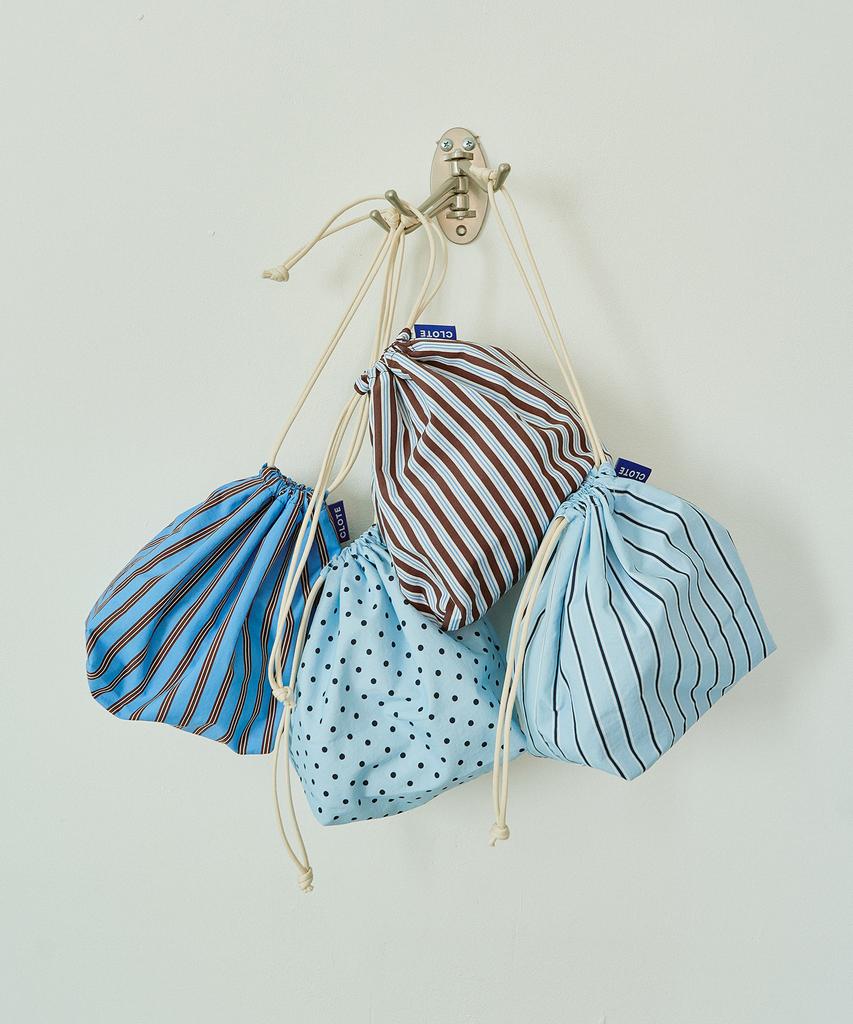 Clote String Pouch - Striped Blue