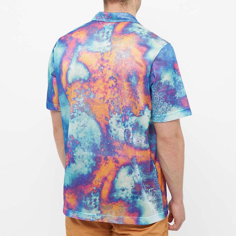 Adidas Originals Clover Full Print Tie-Dye Block Print Embroidered Logo Short-Sleeved Shirt Men Tops Multi-color HT1647