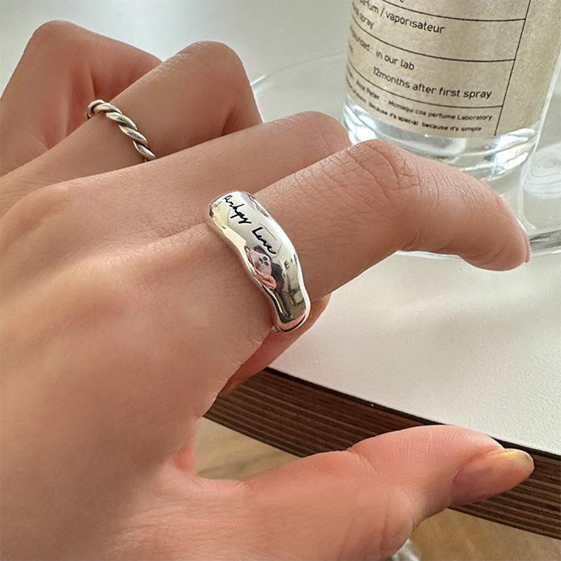 Unregelmäßiger glänzender gravierter offener Ring Ins Wind Nischendesign Senior Persönlichkeit verstellbarer Ring Tide Fingerringe Kreativer geometrischer Partyschmuck