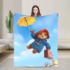 Britain Paddington Brown Bear Flannel Blankets Bedding Throws for Couch Chair Travel Office Graphic Bedspread Sofa Bed Cover