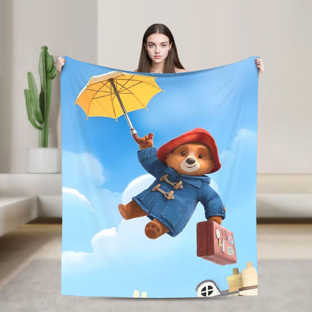 Britain Paddington Brown Bear Flannel Blankets Bedding Throws for Couch Chair Travel Office Graphic Bedspread Sofa Bed Cover