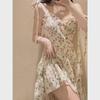 French Ruffled Floral Suspender Skirt with Slim Waist - Women's 2024 Summer Collection